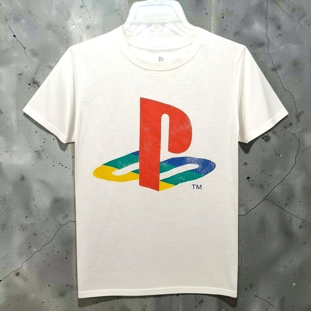 Sony PlayStation Classic Logo Graphic T-Shirt White Size Small Short Sleeve Tee